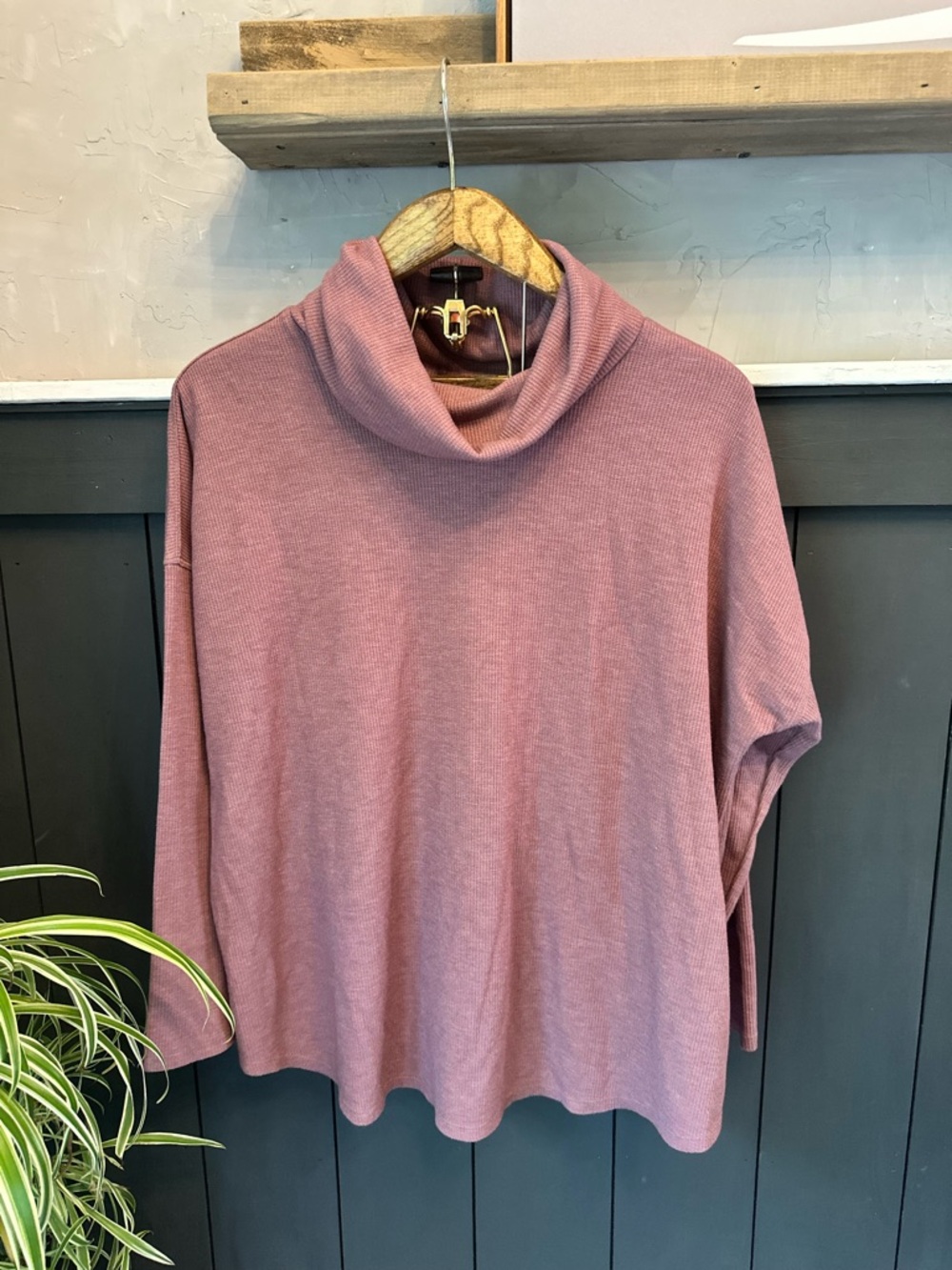 A New Day Women’s Waffle Knit Cowl Neck Sweater in Dusty Mauve XXL